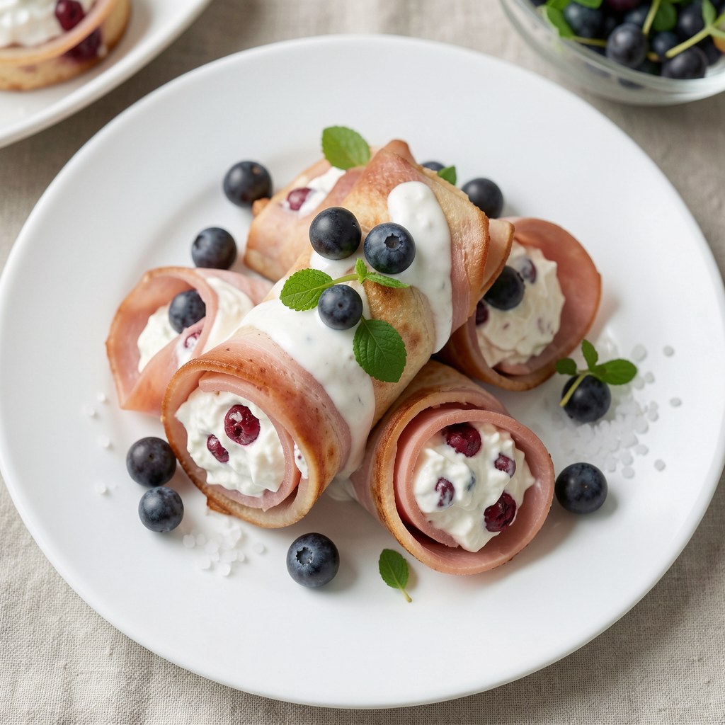 Roladki z szynki z borówkami