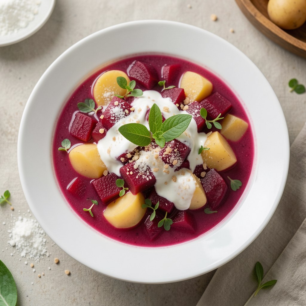 Czerwony barszczyk z ziemniakami