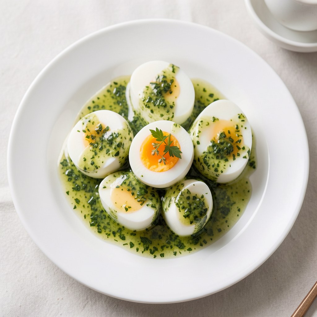 jajka na twardo z sosem ziołowym prowansalskim