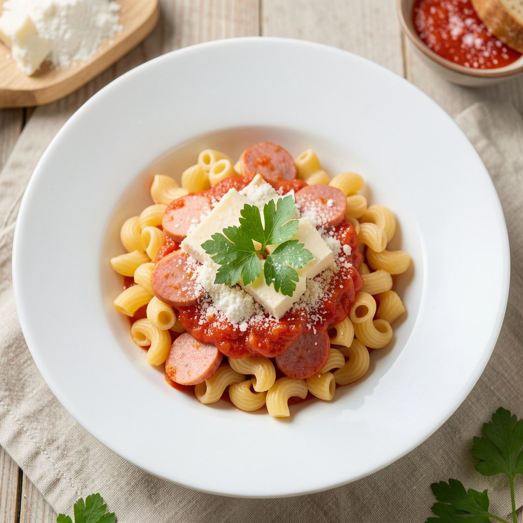 MAKARON Z KIEŁBASĄ SERDELOWĄ