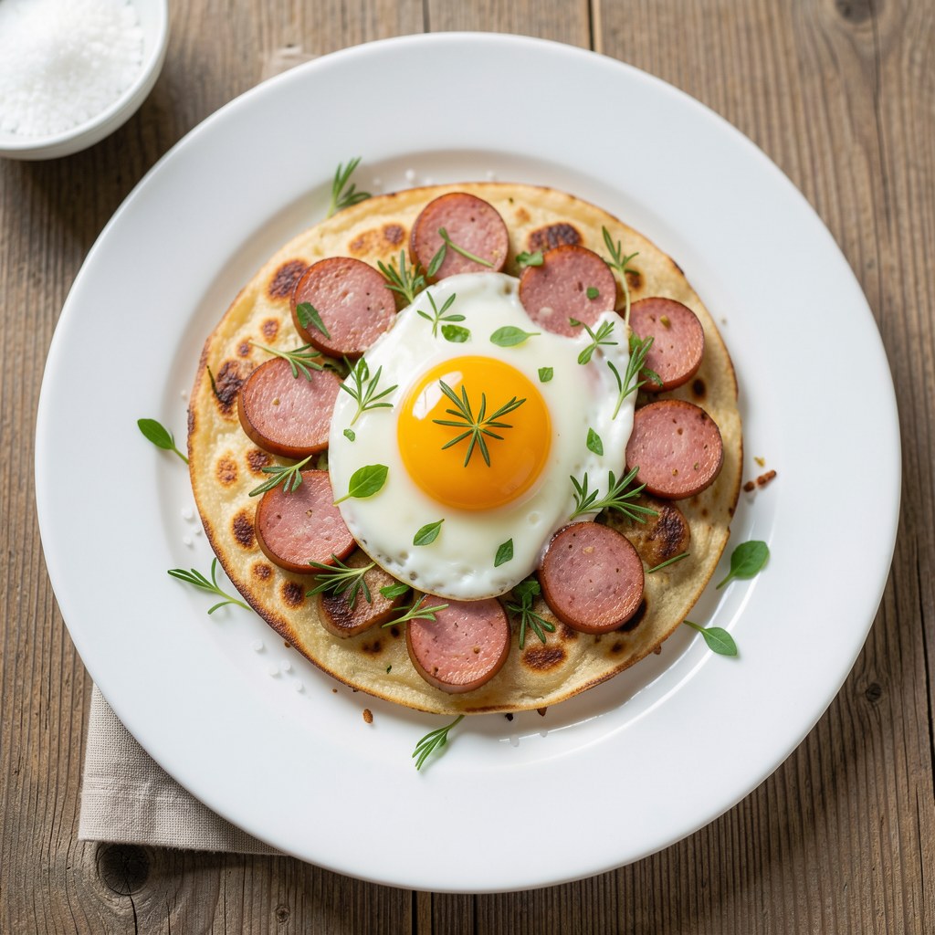 Jajecznica z kiełbaską i szczypiorkiem