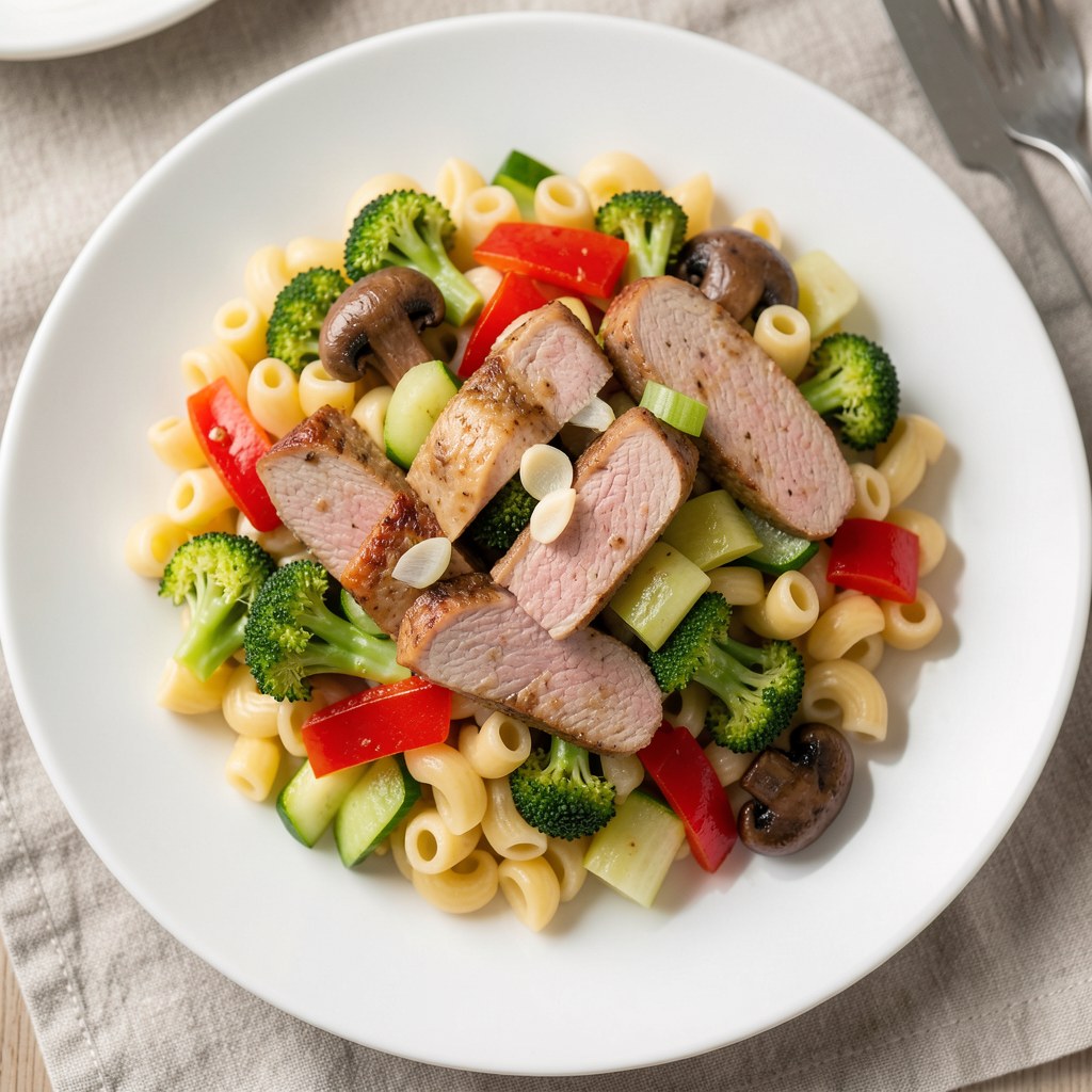 Makaron warzywny ze schabem