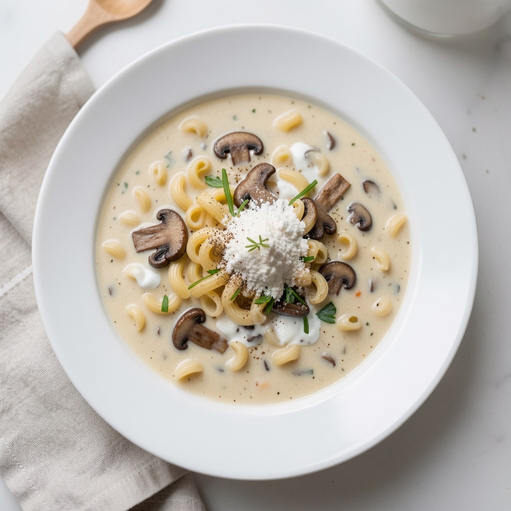 Pieczarkowa z makaronem