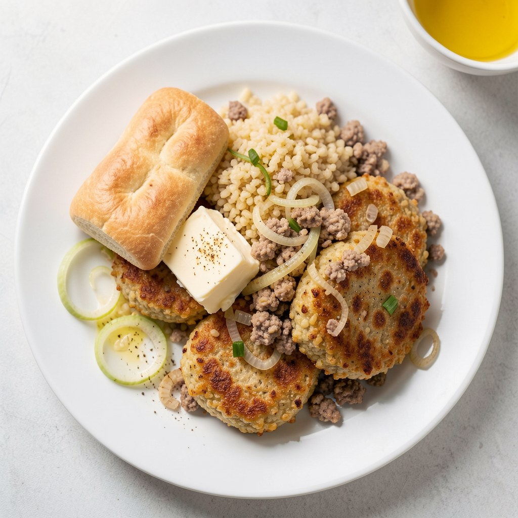 Kotlety z kaszy jęczmiennej i mięsa
