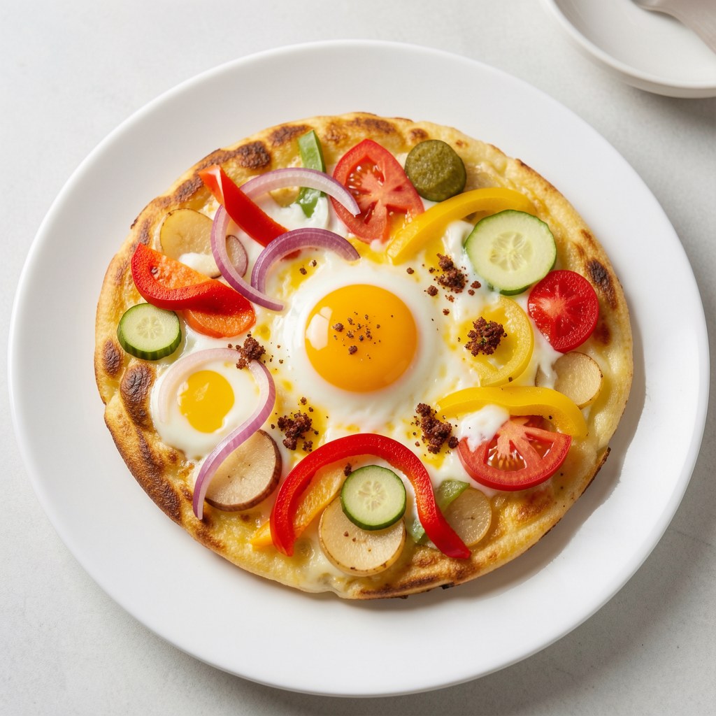 Kolorowa jajecznica z żółtym serem