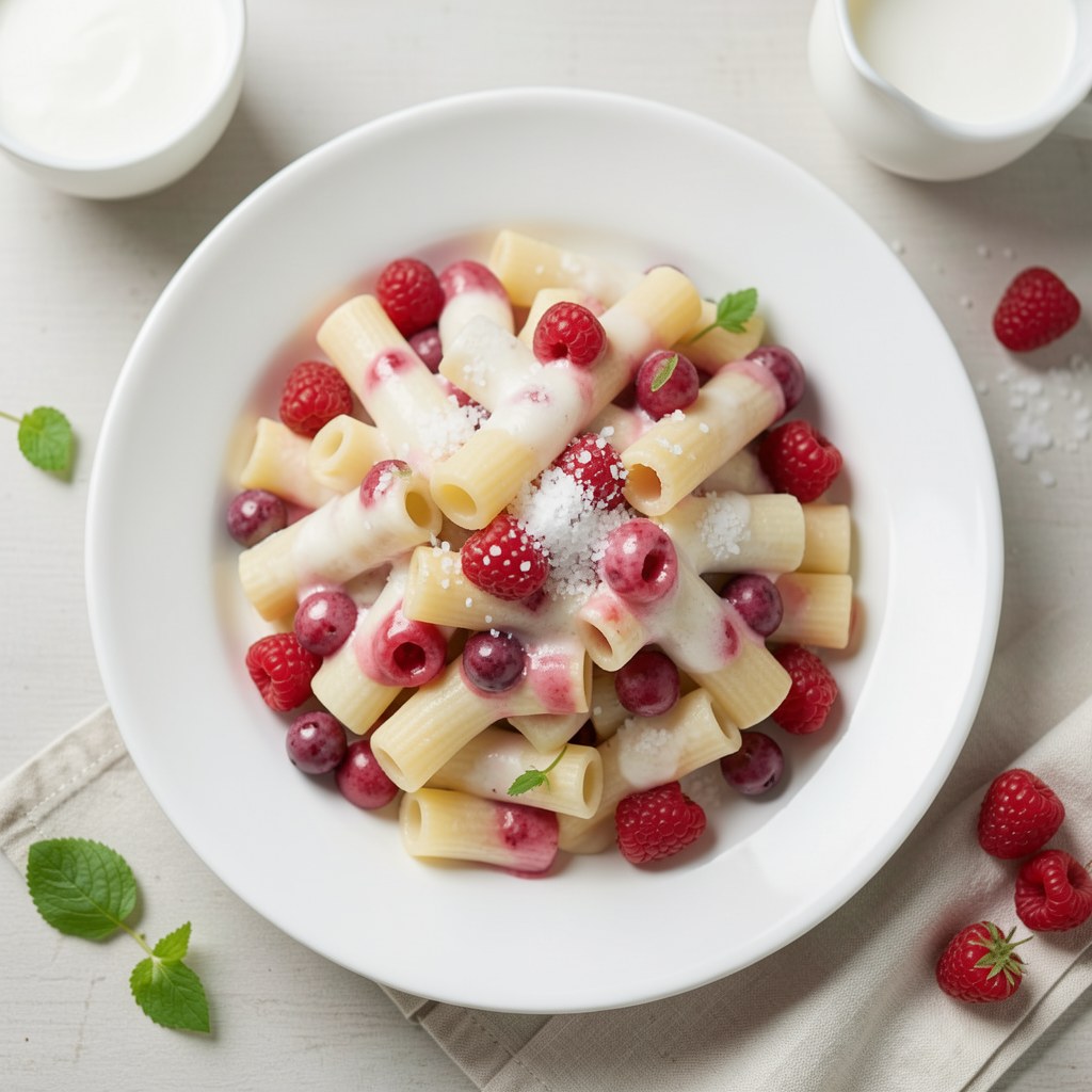 Makaron z truskawkami