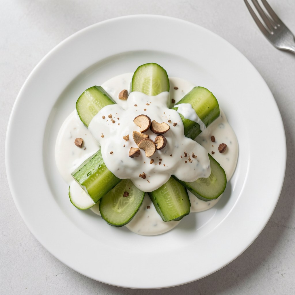 ogórek zielony-świeży z sosem truflowym