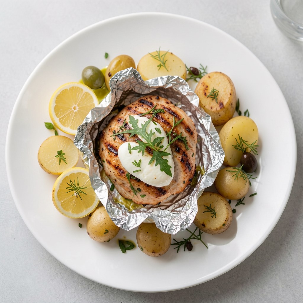 Nadziewana pierś z grila z ziołami