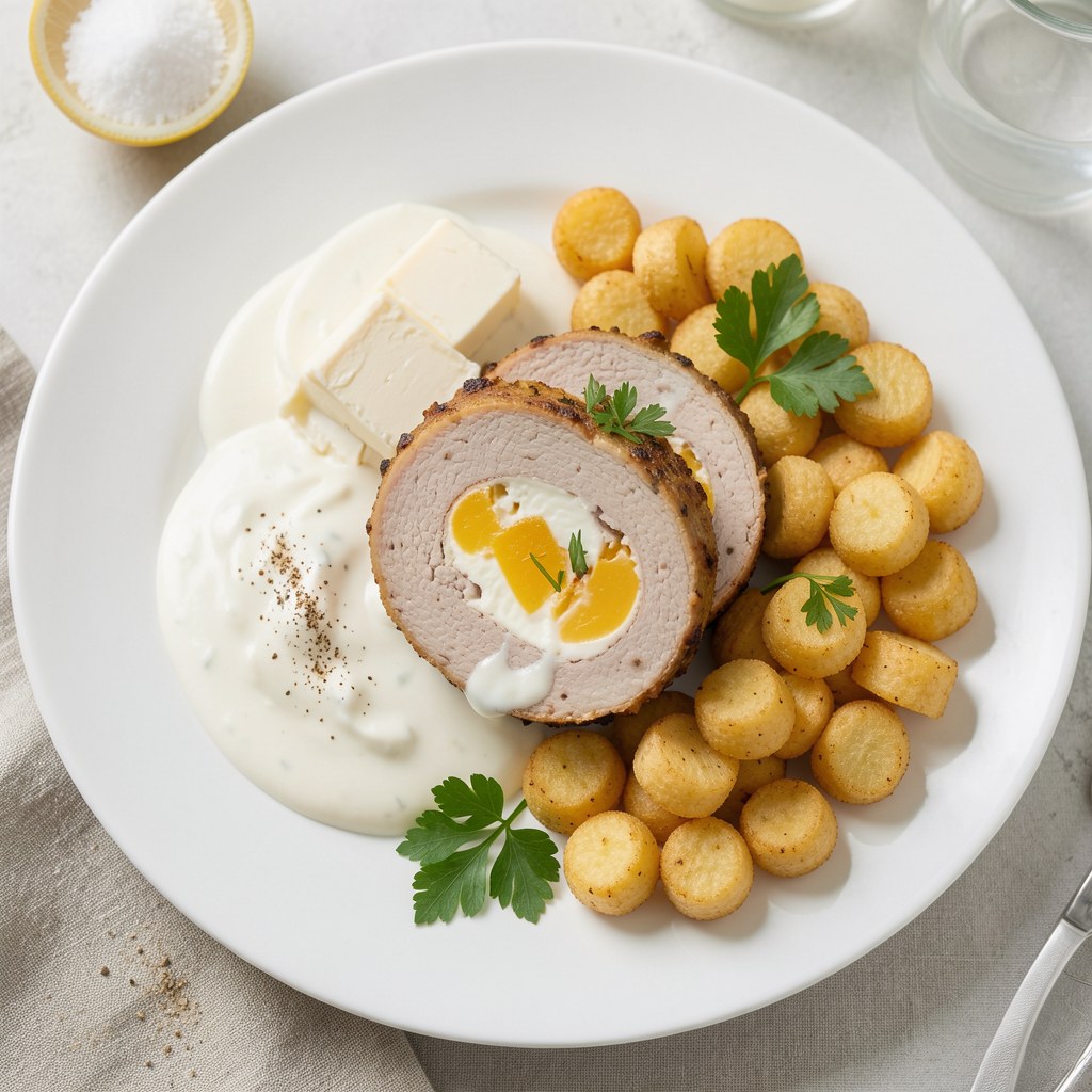 rolada drobiowa z krokiecikami ziemniaczanymi