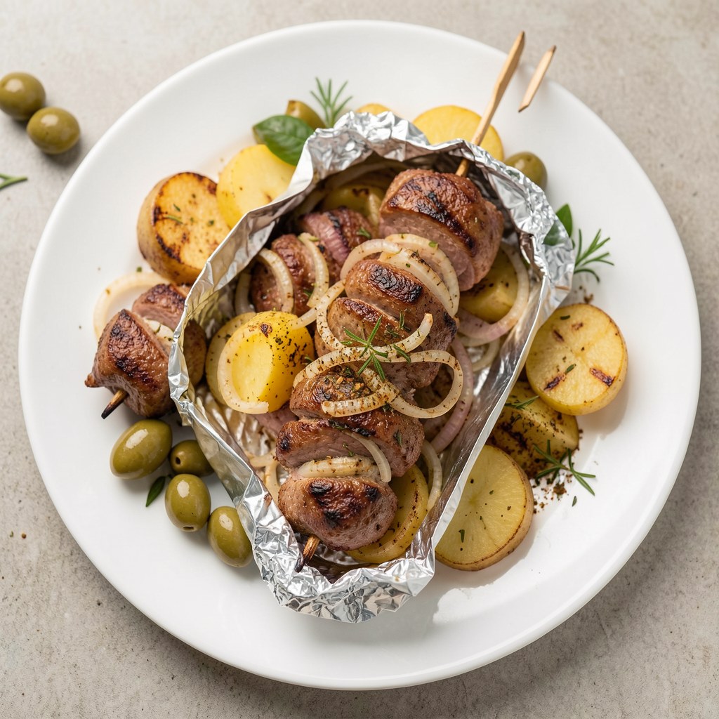 Szaszłyki z ziemniakami i boczkiem