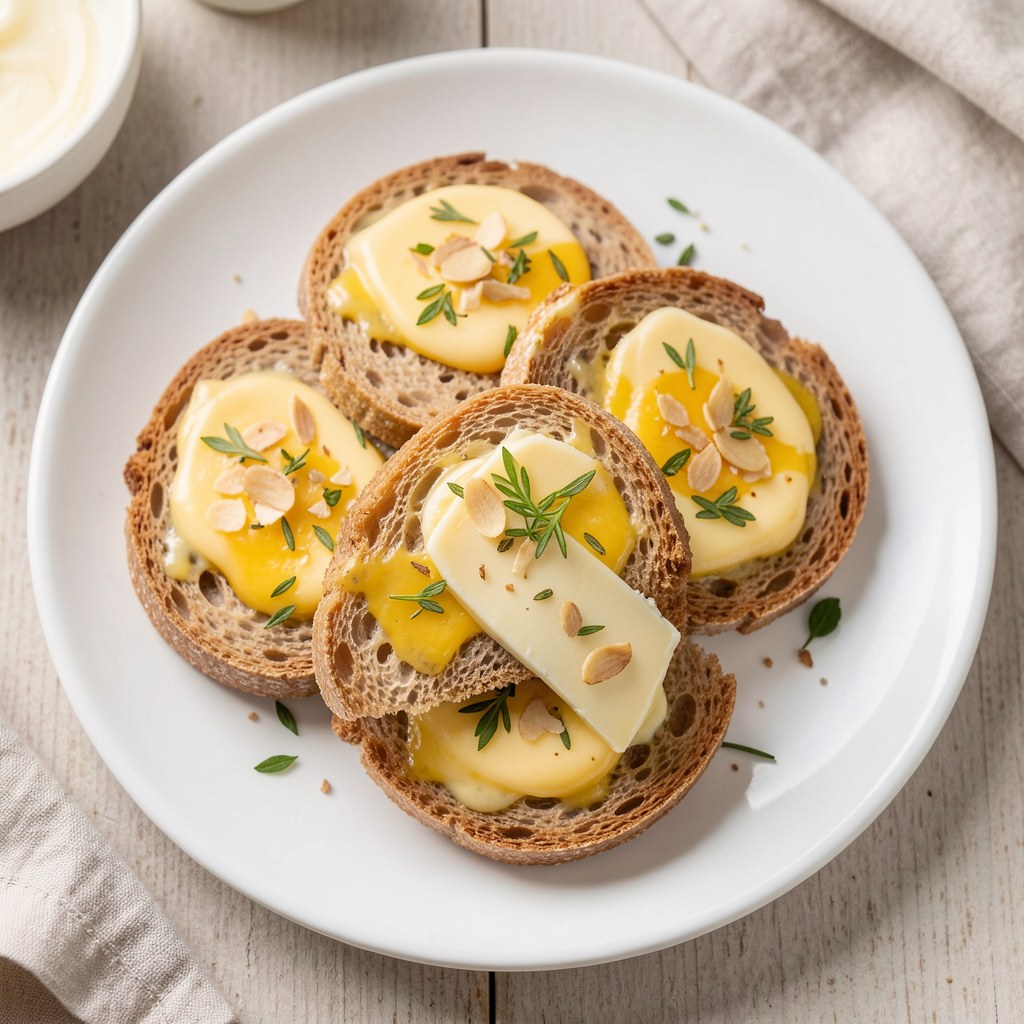 Grzanki z masłem czosnkowym i serem