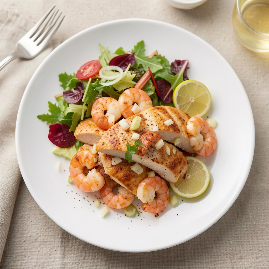 Krewetki z kurczakiem