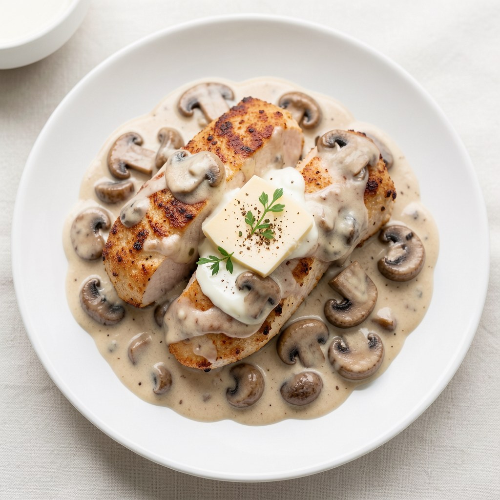 drobiowe kotlety w sosie pieczarkowym