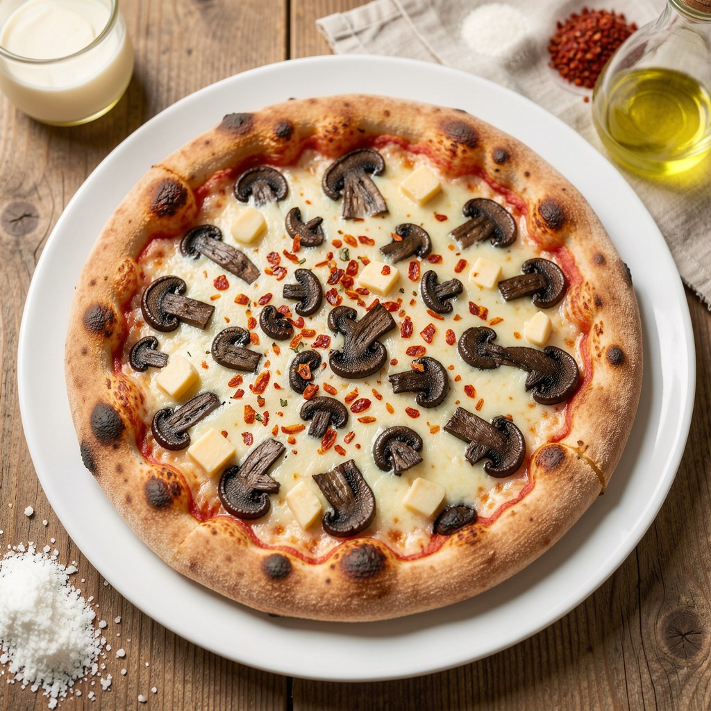 Pizza z pieczarkami po staropolsku z czarnuszką