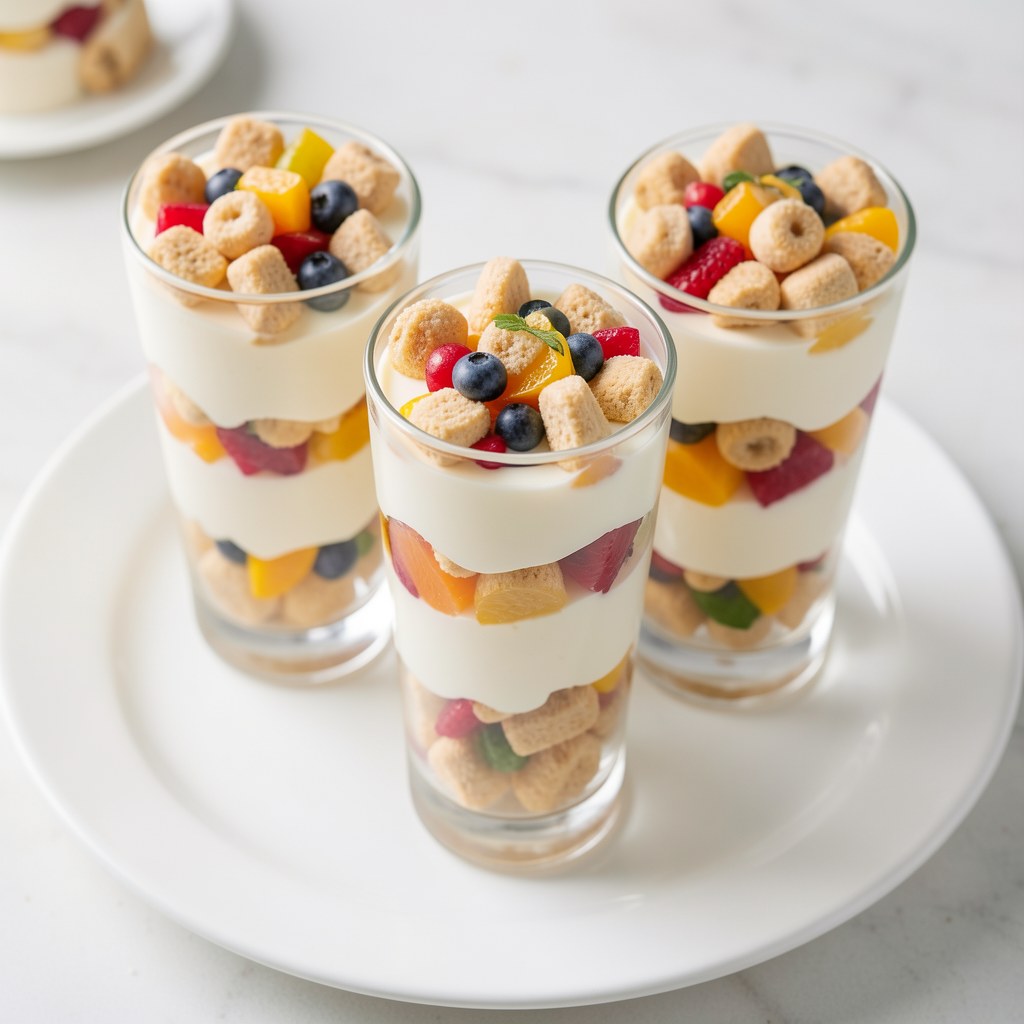 Kolorowy deser z serkiem