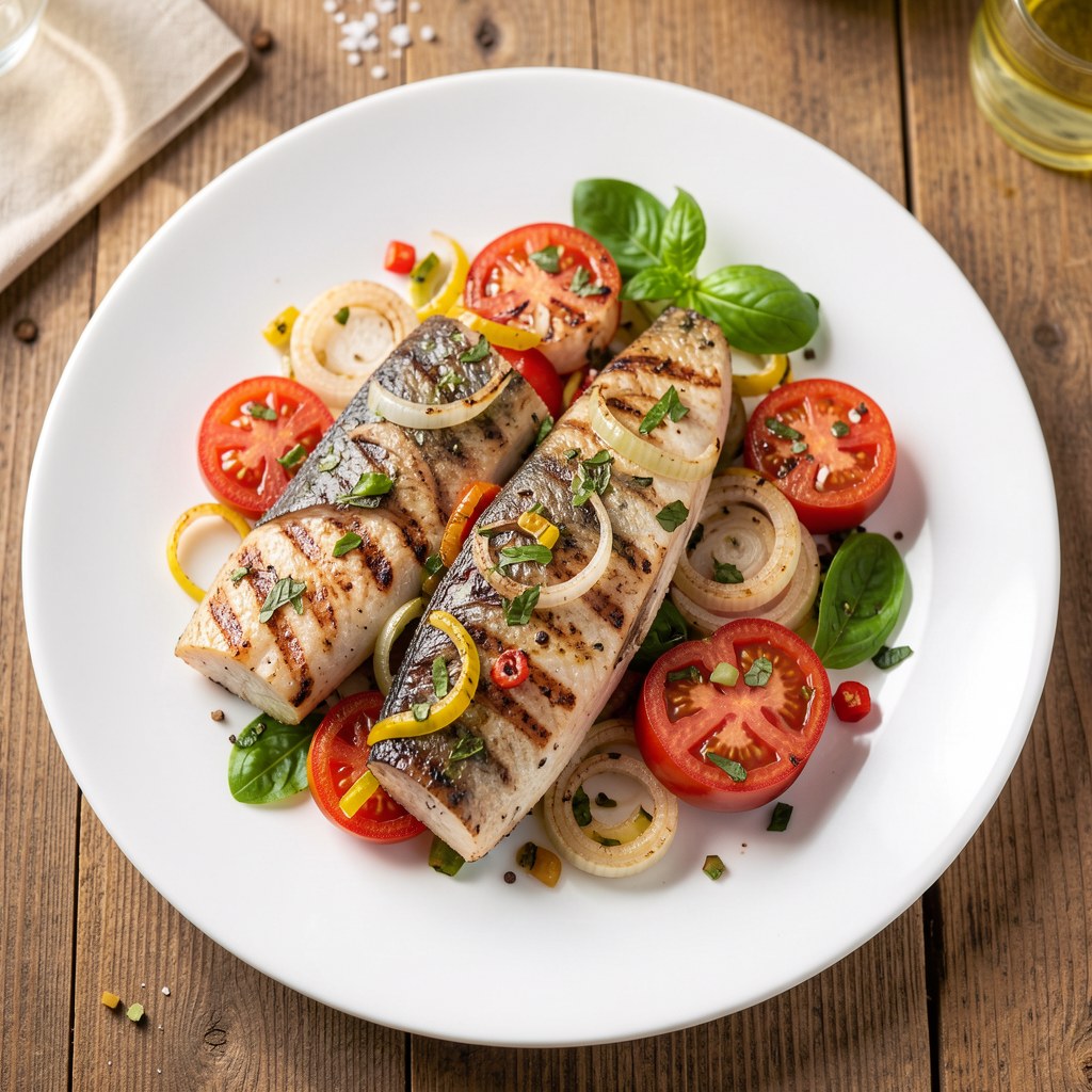 Szaszłyki rybne z pomidorami