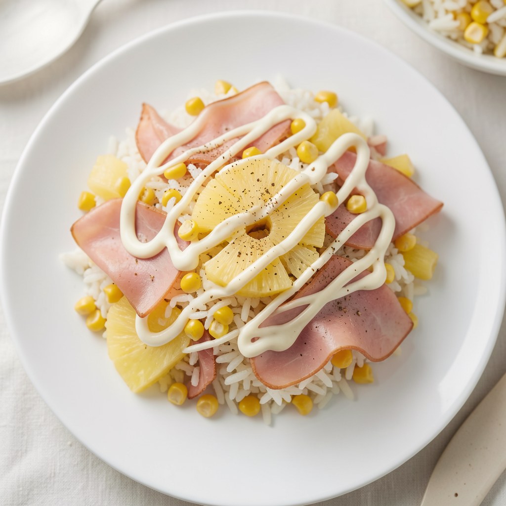 Sałatka ryżowa z ananasem i szynką