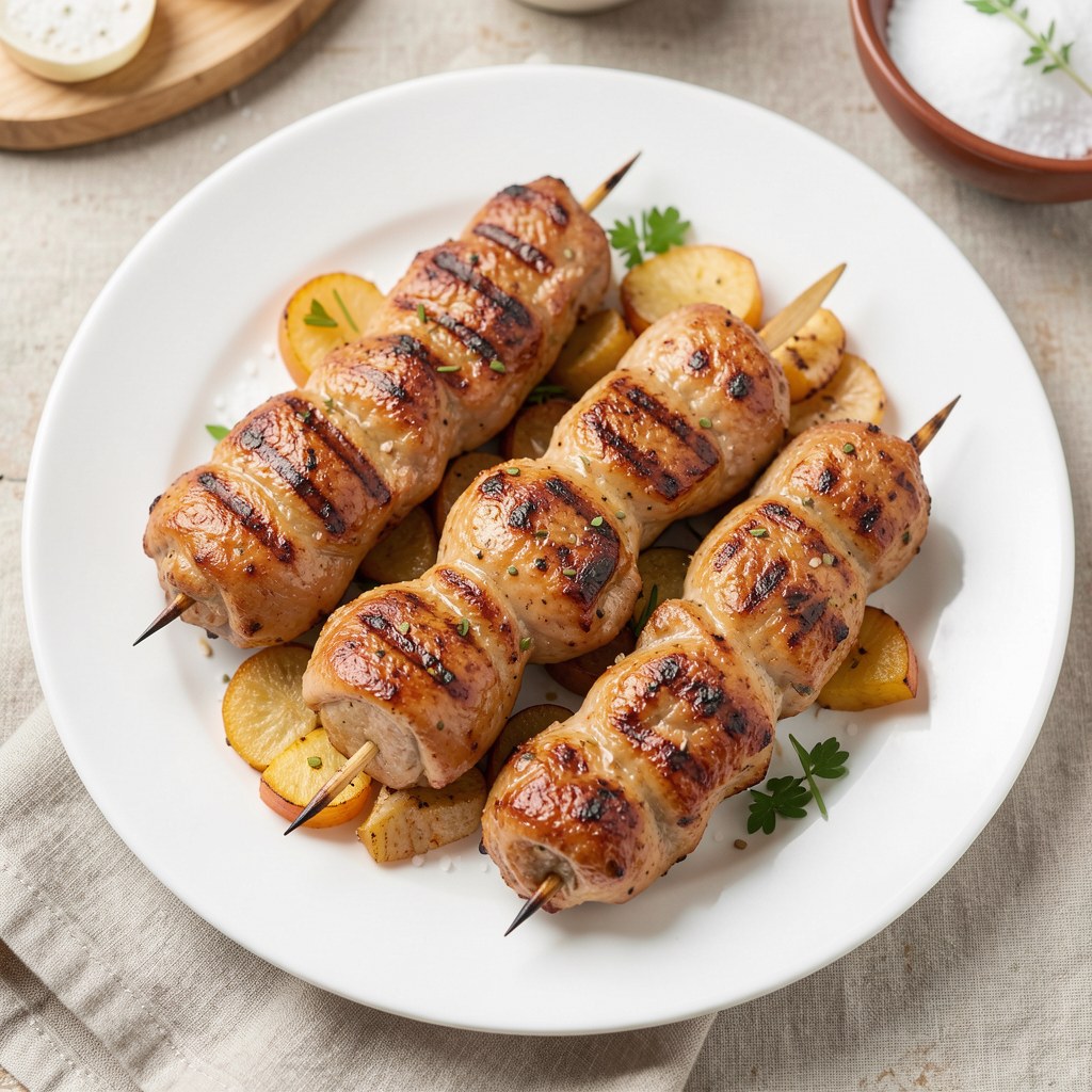Szaszłyki z kurczaka i brzoskwiń