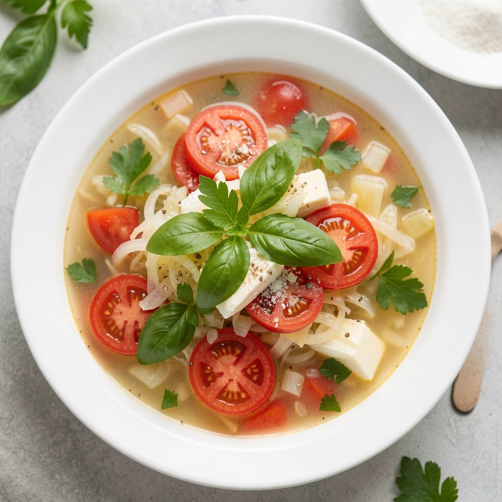 Kapśniak ze świeżymi pomidorami i natką pietruszki