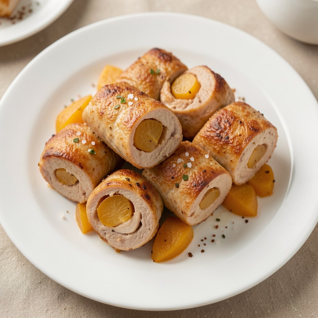 Roladki drobiowe z brzoskwiniami