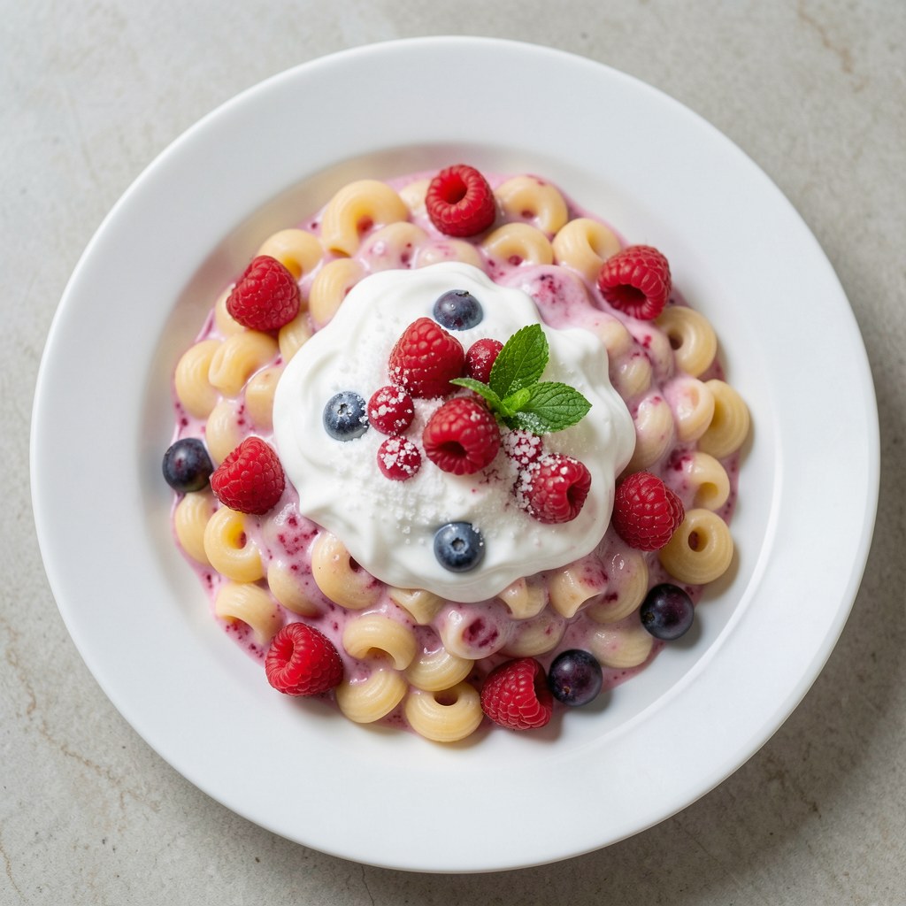 Malinowo-jeżynowy jogurt z makaronem