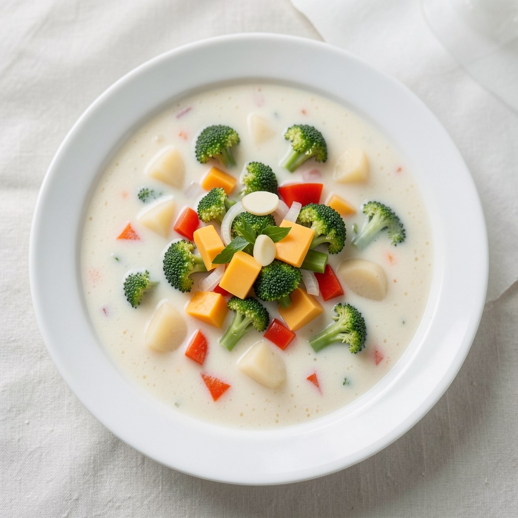 Zupa serowa z brokułem i papryką