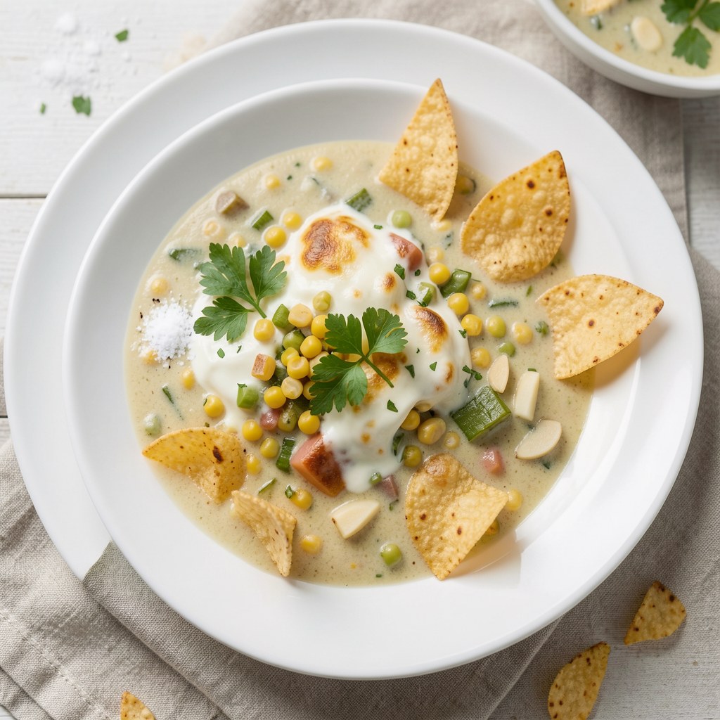 Zupa z kukurydzą i chipsami tortilla