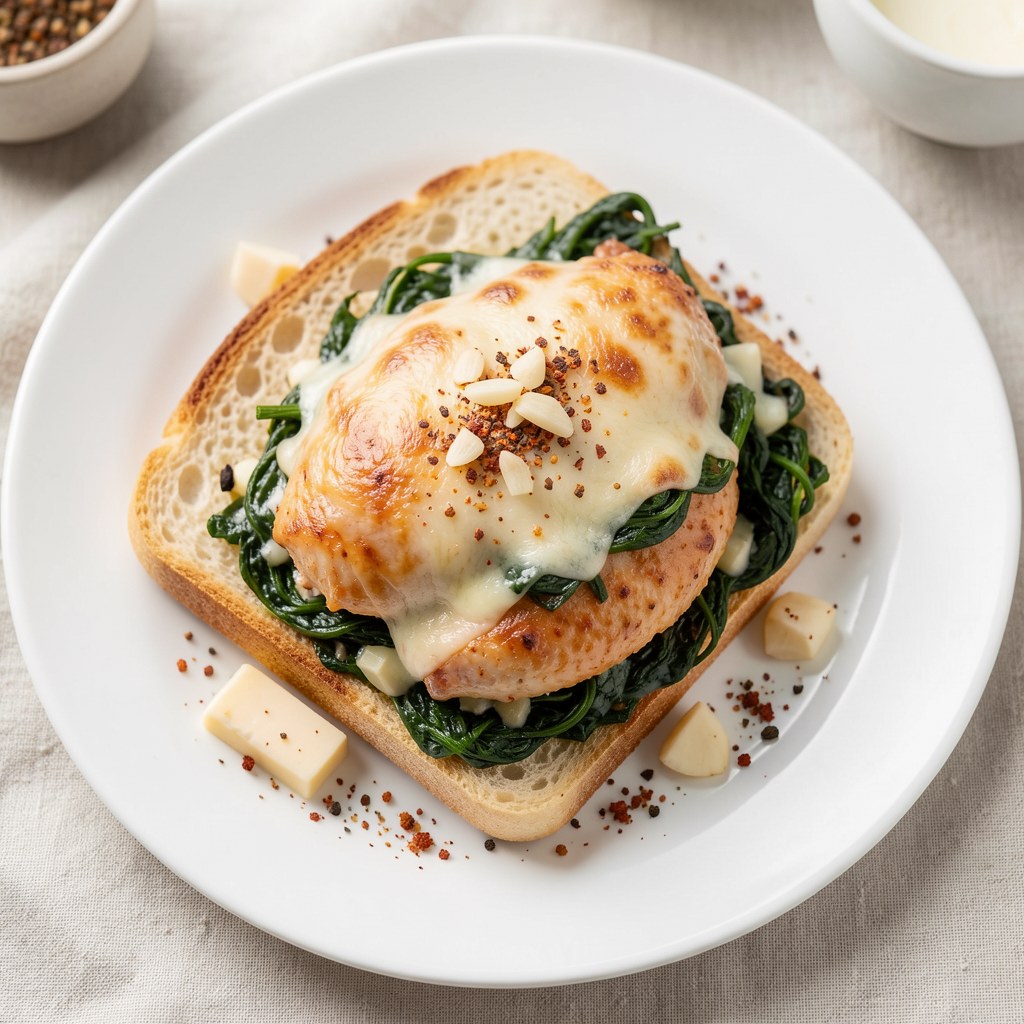 Szpinak zapiekany z kurczakiem