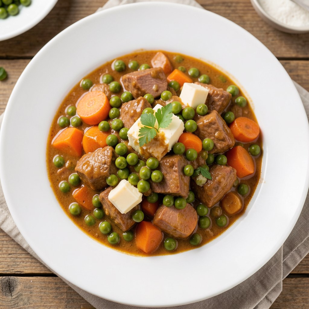 Gulasz z marchewką i groszkiem