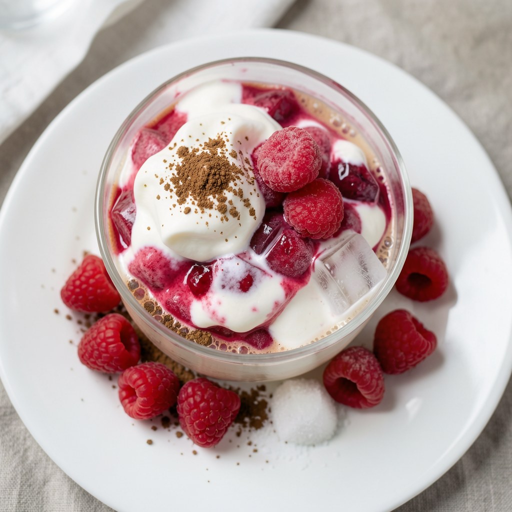 Kawa z malinami i śmietanką