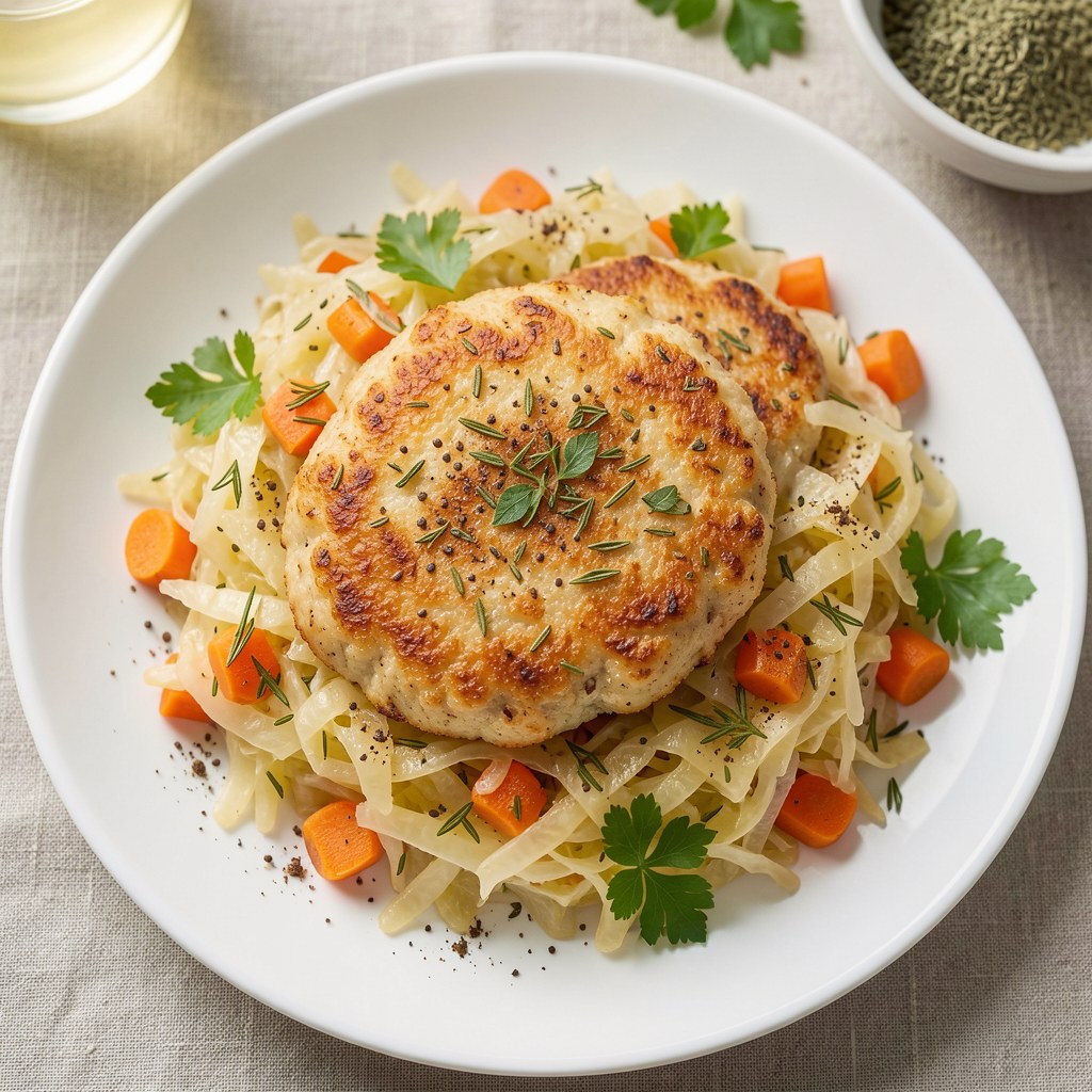 Kapusta z ziołowymi kotletami