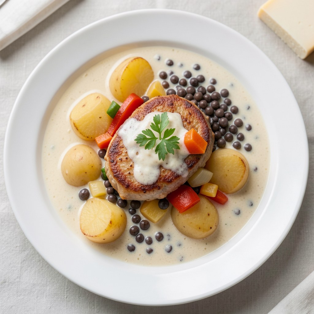 Ziemniaki z patelni z kremem serowym