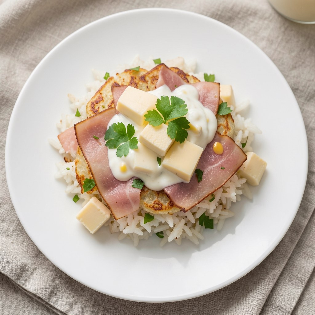 Ryż zapiekany z szynką