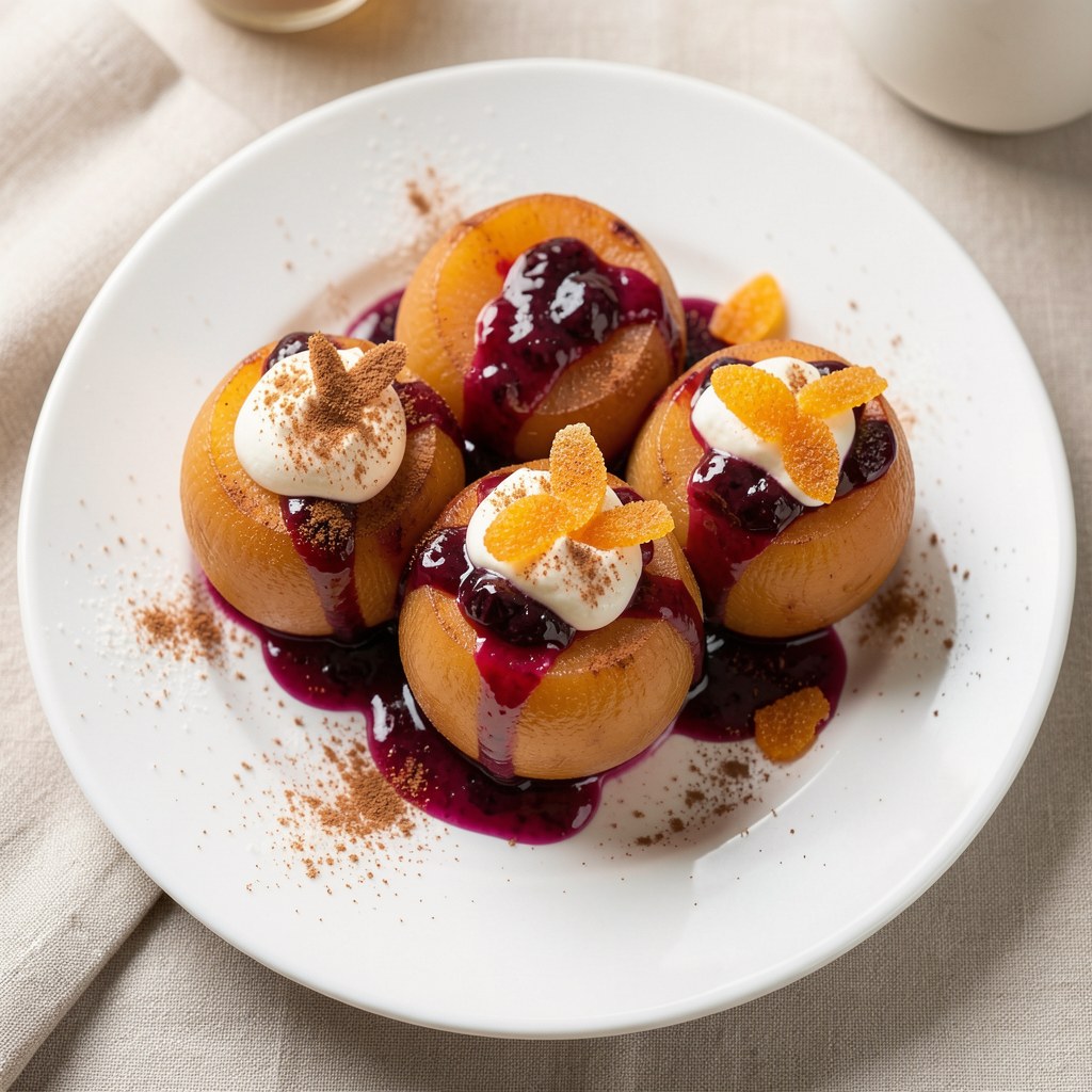Pieczone brzoskwinie z konfiturą