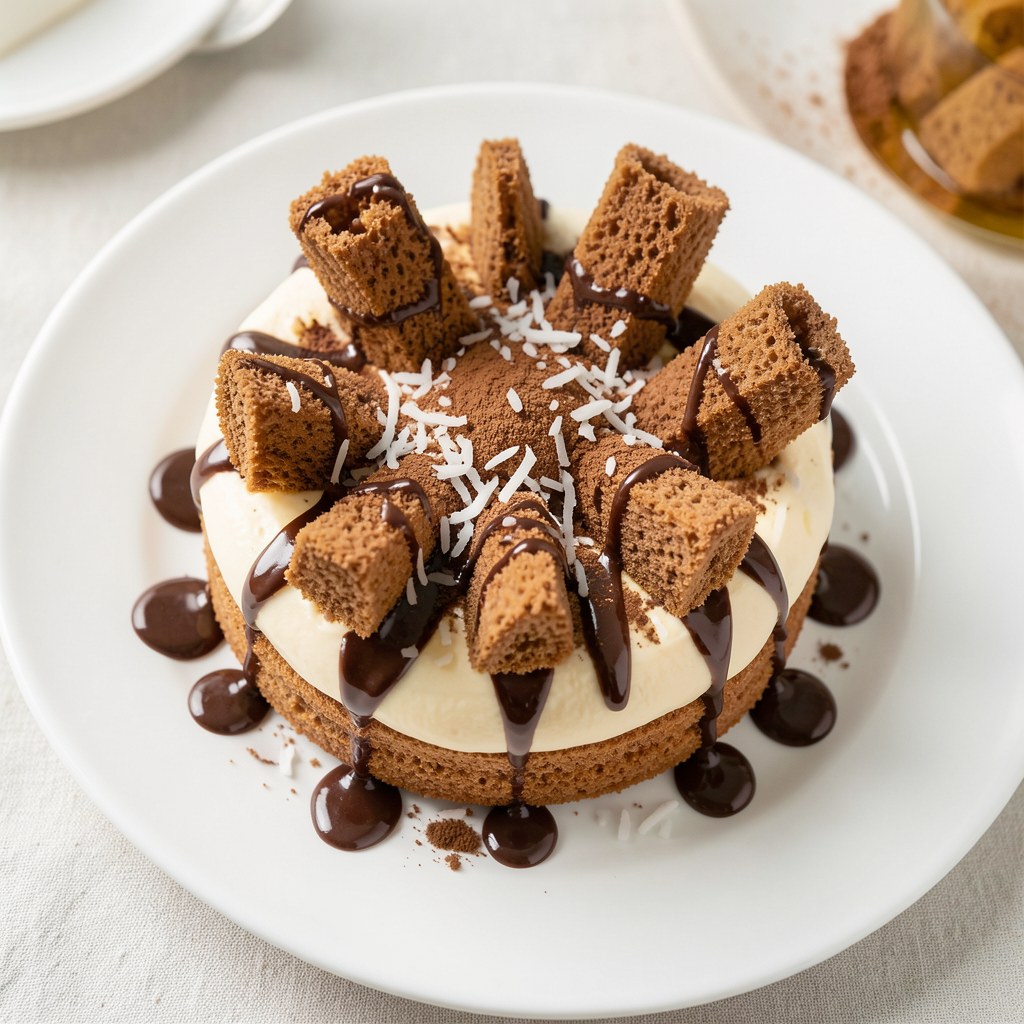 Makowo-kokosowe ciasto z biszkoptami