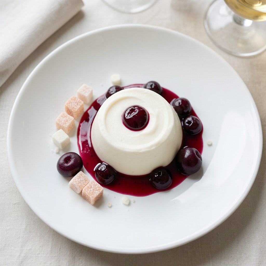 Krem z sosem wiśniowym z winem musującym