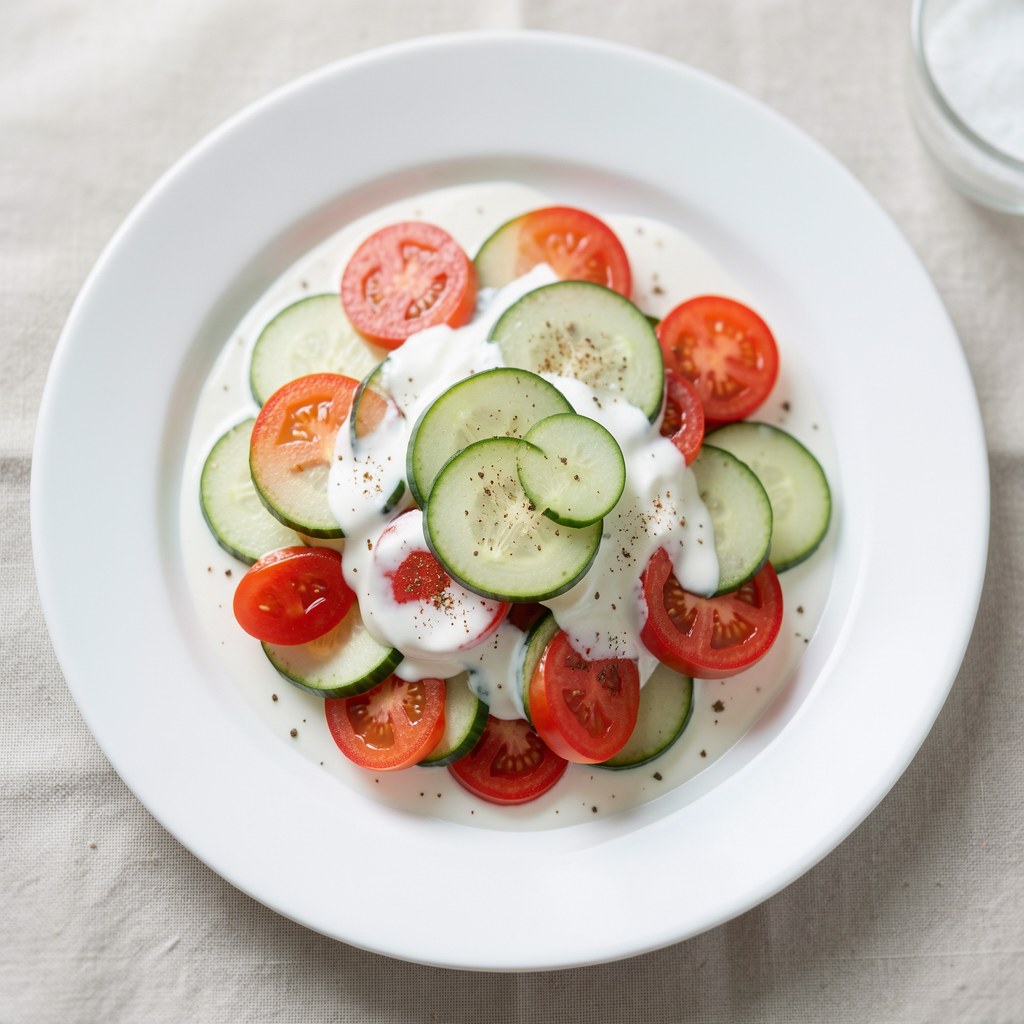 Potrawa z ogórków i pomidorów