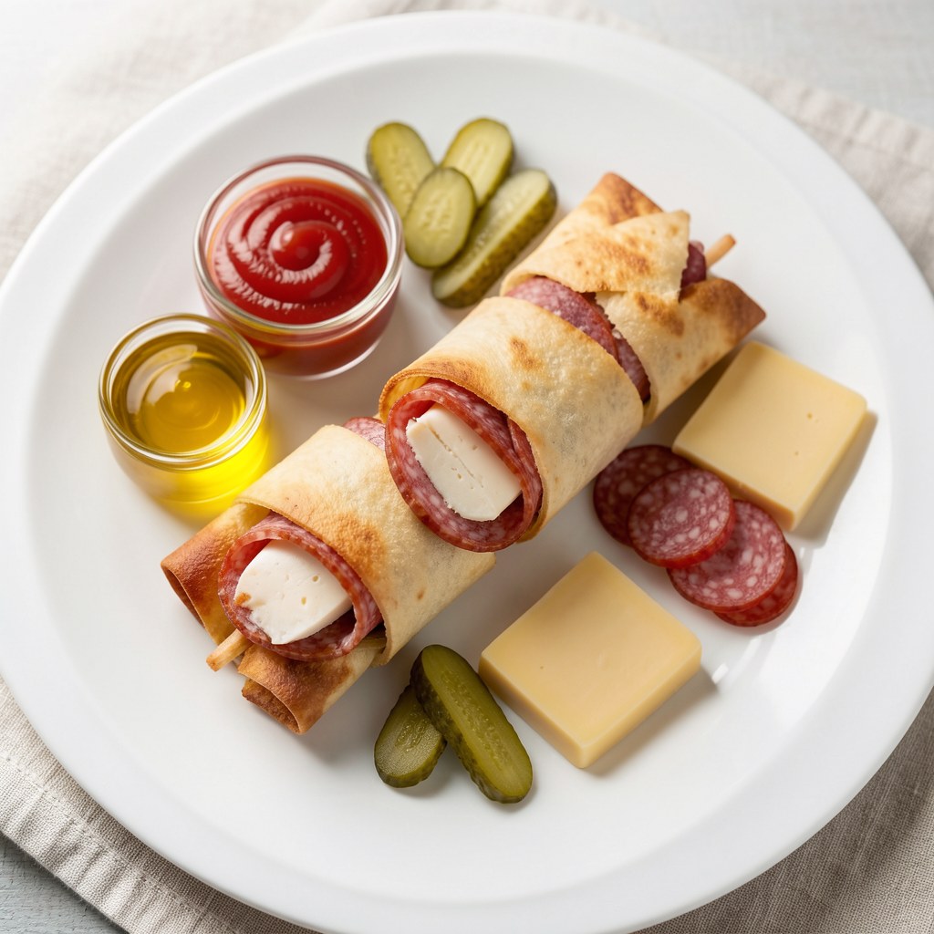 Parówki zawijane serem i salami