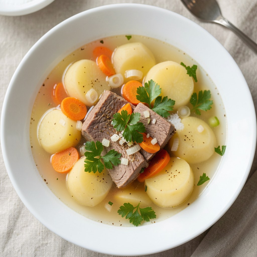 Rosół wołowy z ziemniakami