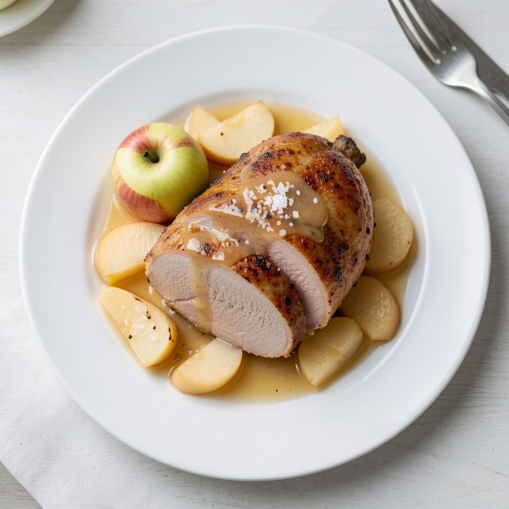 Indycza pierś duszona z żurawinami i jabłkami