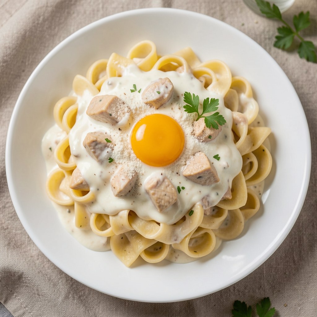 Kluski kładzione z sosem z kurek