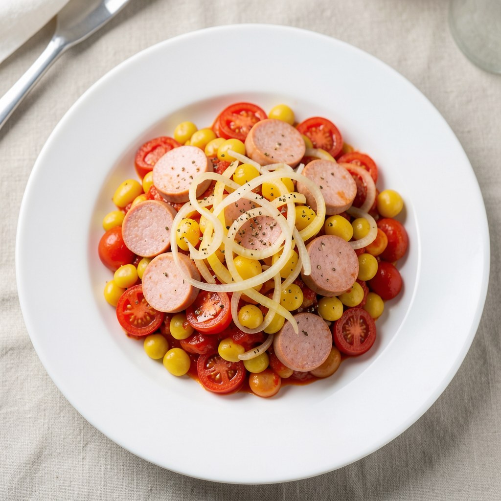 Fasolka z kiełbasą i pomidorami