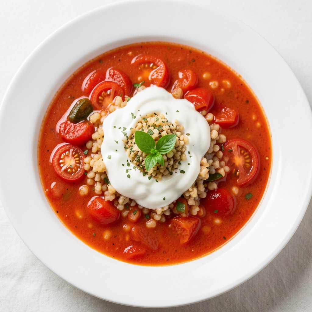 Zupa pomidorowa z kaszą jęczmienną