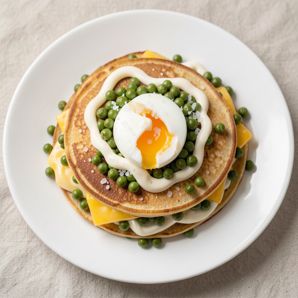Naleśniki zapiekane z jajkiem, groszkiem zielonym i majonezem