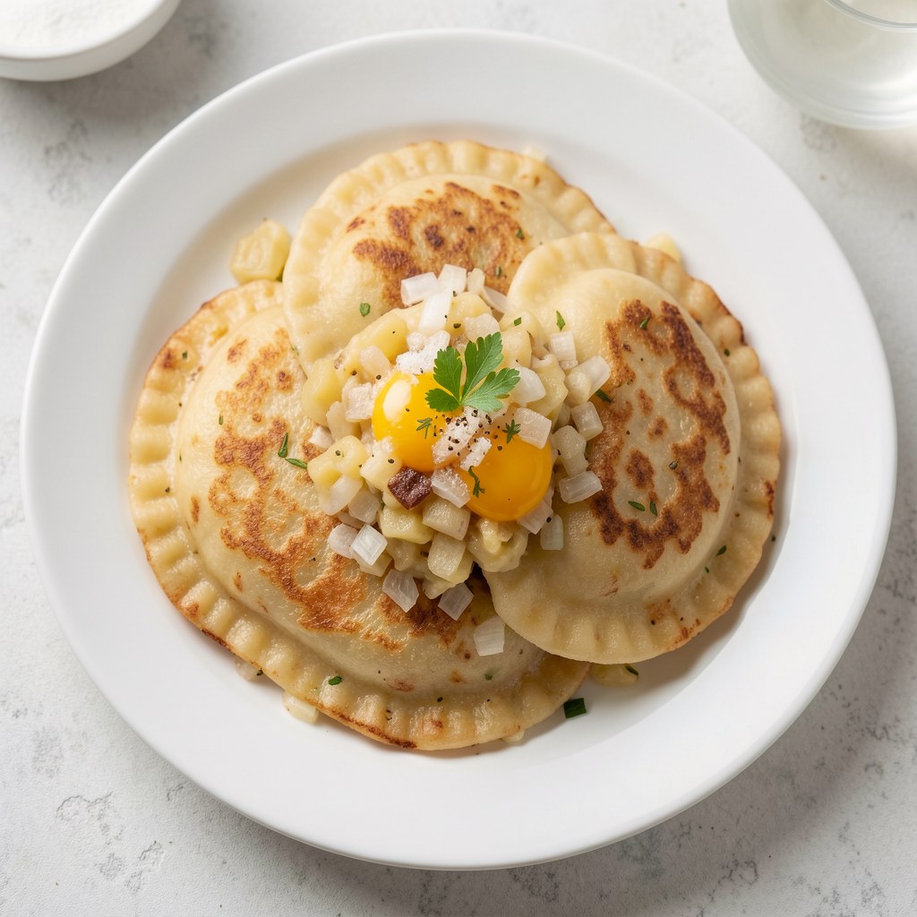 Pierogi z farszem z tartych ziemniaków