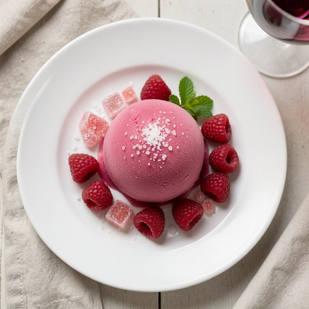 Sorbet malinowy na winie musującym