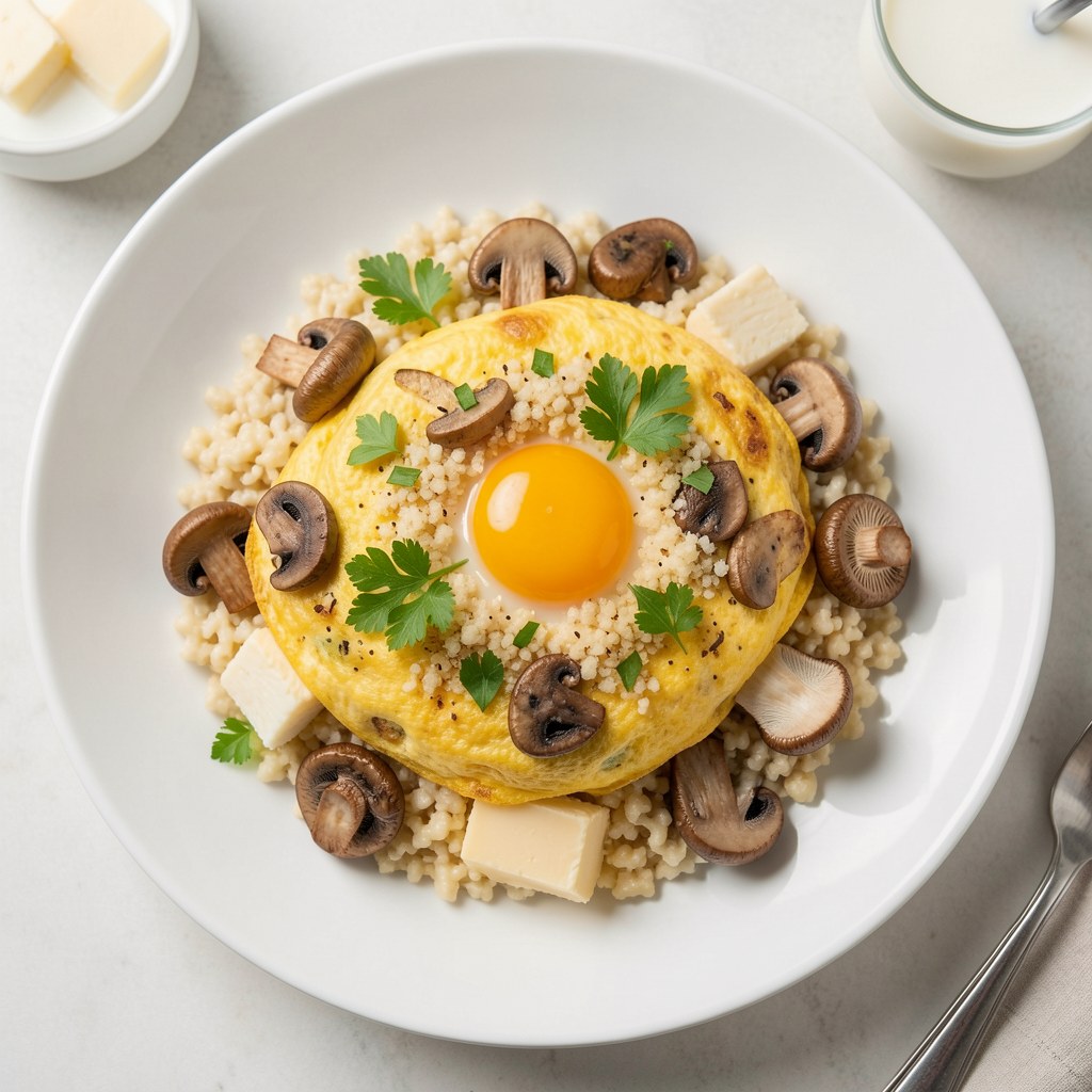 Omlet z grzybami (kurki, pieczarki)