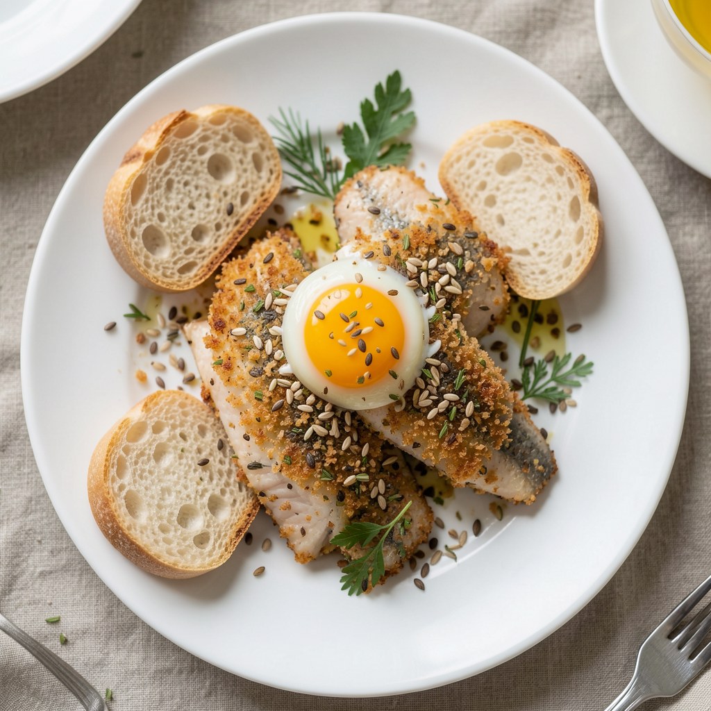 Szczupak w panierce z siemieniem lnianym