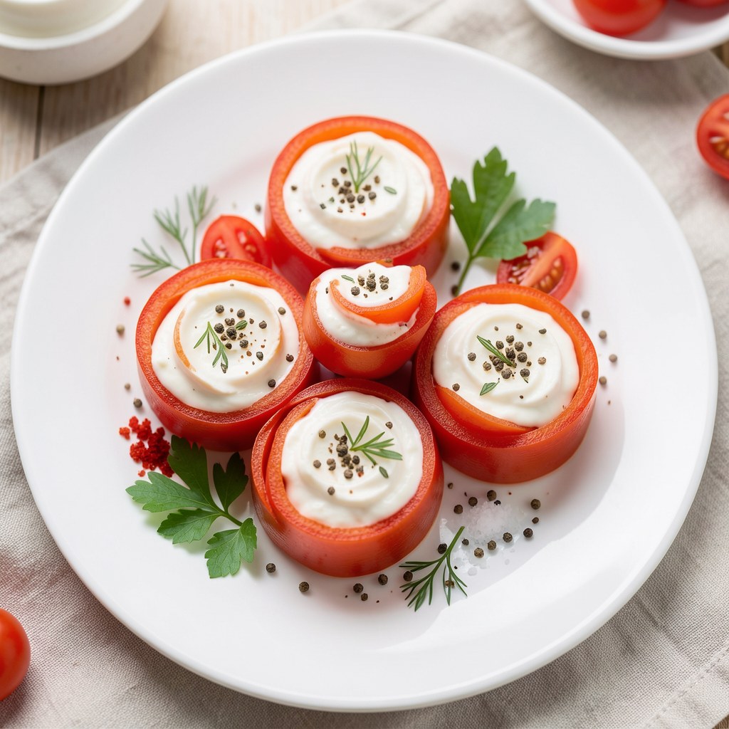 Róże pomidorowe z twarogiem