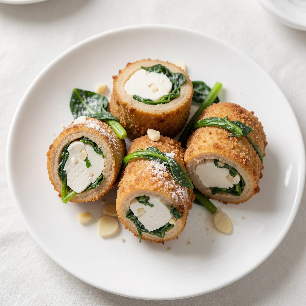 Roladki schabowe z camembertem i szpinakiem